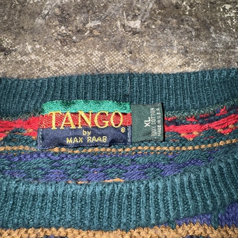 Vintage Tango by Max Raab Men's Knit Pullover Sweater Multicolor Crew Neck XL